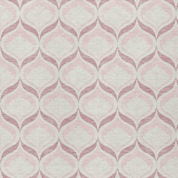 HomeRoots 8' X 10' Pink and Ivory Geometric Area Rug – Durable, Washable, Modern Design for Indoor/Outdoor Use 689772