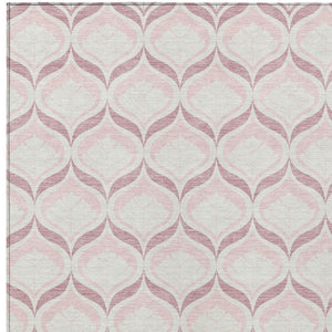 HomeRoots 10' Pink and Ivory Geometric Area Rug - Washable, Durable, Stylish for Indoor & Outdoor Spaces 689774