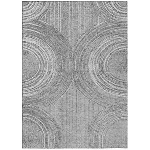 HomeRoots 5' Charcoal and Gray Geometric Washable Area Rug - Durable, Stylish for Indoor & Outdoor Use! 689782