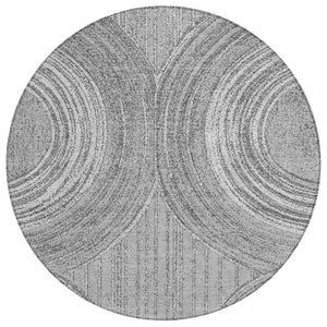 HomeRoots 8' Charcoal and Gray Round Geometric Area Rug - Stylish, Washable, Durable for Indoor & Outdoor Use 689783
