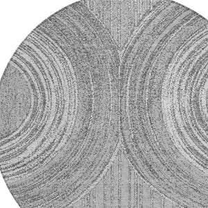 HomeRoots 8' Charcoal and Gray Round Geometric Area Rug - Stylish, Washable, Durable for Indoor & Outdoor Use 689783