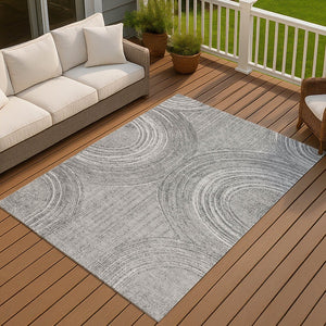 HomeRoots 8' X 10' Charcoal and Gray Geometric Area Rug - Washable, Durable, Stylish for Indoor & Outdoor Use 689784