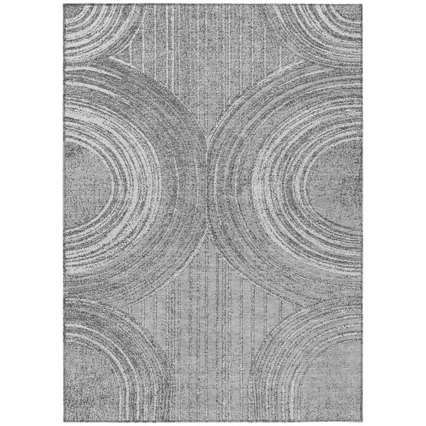HomeRoots 8' X 10' Charcoal and Gray Geometric Area Rug - Washable, Durable, Stylish for Indoor & Outdoor Use 689784