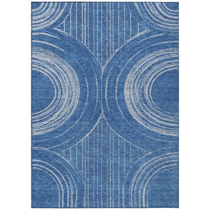 HomeRoots 9' Navy Blue & Sky Blue Geometric Area Rug – Washable, Stain-Resistant for Indoor & Outdoor Use! 689791