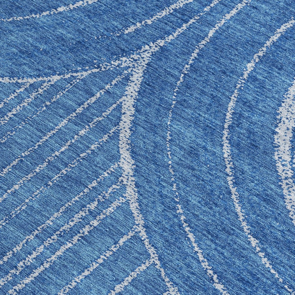 HomeRoots 10' Navy Blue and Sky Blue Geometric Area Rug - Washable, Durable, Ideal for Indoor & Outdoor Use 689792