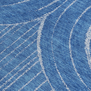 HomeRoots 10' Navy Blue and Sky Blue Geometric Area Rug - Washable, Durable, Ideal for Indoor & Outdoor Use 689792