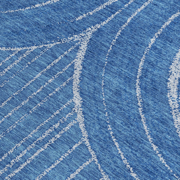 HomeRoots 10' Navy Blue and Sky Blue Geometric Area Rug - Washable, Durable, Ideal for Indoor & Outdoor Use 689792