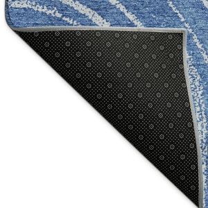 HomeRoots 10' Navy Blue and Sky Blue Geometric Area Rug - Washable, Durable, Ideal for Indoor & Outdoor Use 689792