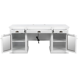 English Elm 67" White Executive Desk with Cabinet Storage Drawers and Usb Ports for Home Office N751S415499K