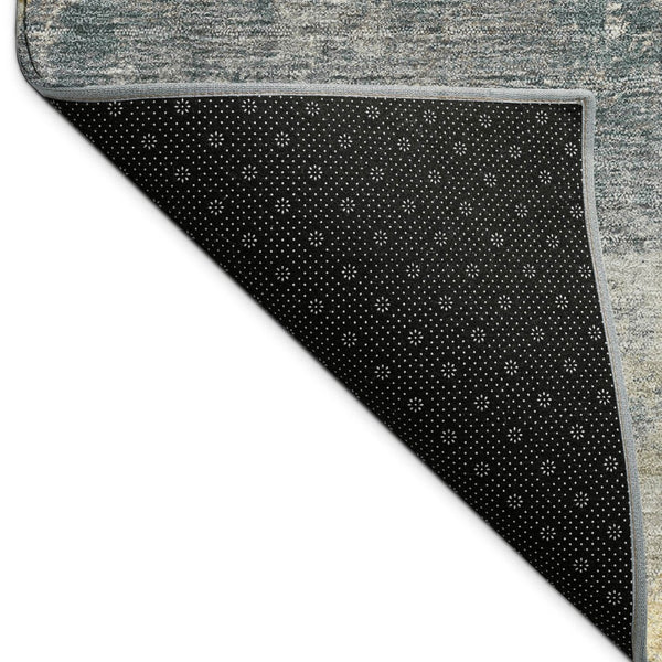 HomeRoots 5' Geometric Indoor Outdoor Area Rug in Gray, Gold & Ivory - Washable, Durable & Stylish for All Spaces 689800