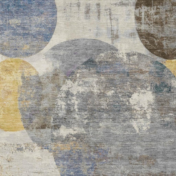 HomeRoots 8' X 10' Gray Gold Ivory Geometric Area Rug - Stylish, Washable, Durable for Indoor & Outdoor Use! 689802