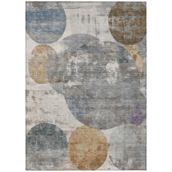 HomeRoots 10' X 14' Khaki Gray Geometric Washable Area Rug - Stylish Indoor/Outdoor Design for Modern Spaces 689810