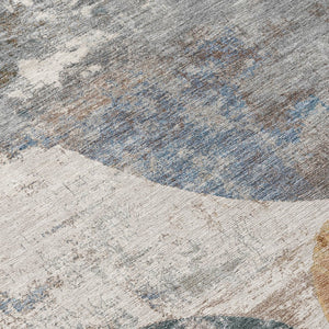 HomeRoots 10' X 14' Khaki Gray Geometric Washable Area Rug - Stylish Indoor/Outdoor Design for Modern Spaces 689810