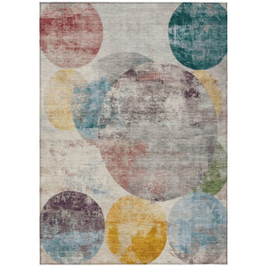 HomeRoots 10' Modern Geometric Washable Area Rug in Beige, Teal Blue & Gold – Indoor/Outdoor Comfort & Style 689816