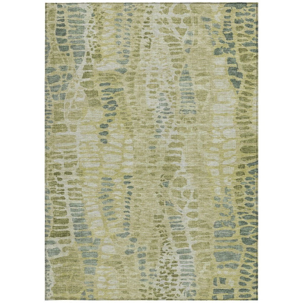 HomeRoots 5' X 8' Artichoke Green Abstract Area Rug - Stylish, Washable, Durable for Indoor & Outdoor Use! 689818