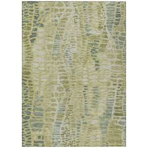 HomeRoots 5' X 8' Artichoke Green Abstract Area Rug - Stylish, Washable, Durable for Indoor & Outdoor Use! 689818