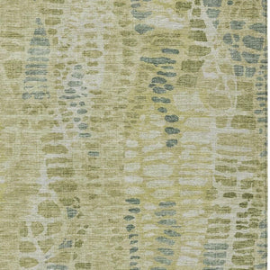 HomeRoots 8' X 10' Artichoke Green & Beige Abstract Washable Area Rug – Stylish, Durable for Indoor & Outdoor Use 689820