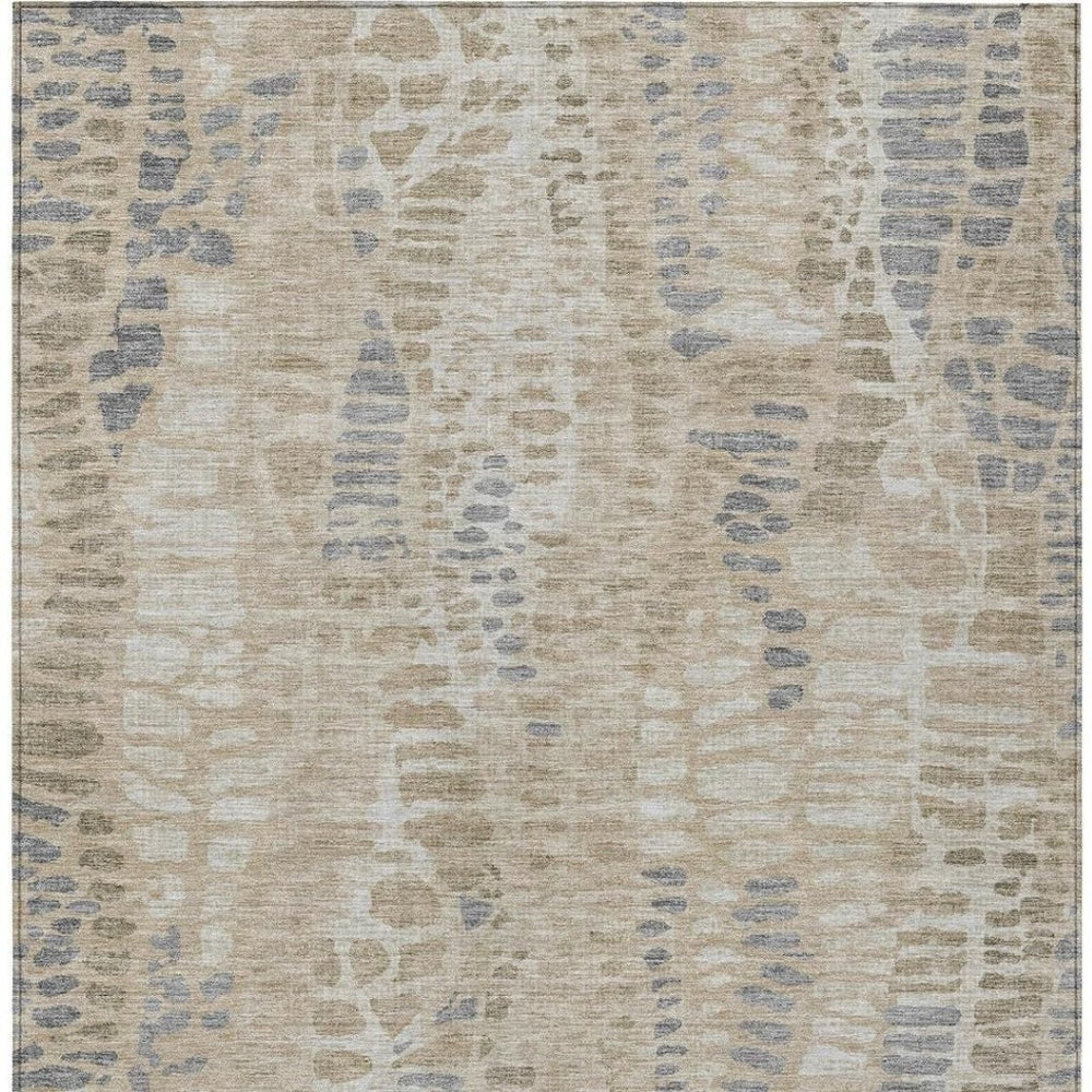 HomeRoots 5' X 8' Beige and Gray Abstract Rug – Stylish, Washable, Durable for Indoor and Outdoor Spaces! 689824