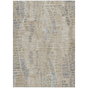 HomeRoots 5' X 8' Beige and Gray Abstract Rug – Stylish, Washable, Durable for Indoor and Outdoor Spaces! 689824