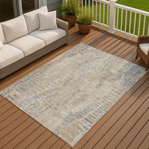 HomeRoots 5' X 8' Beige and Gray Abstract Rug – Stylish, Washable, Durable for Indoor and Outdoor Spaces! 689824