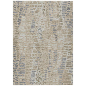 HomeRoots 5' X 8' Beige and Gray Abstract Rug – Stylish, Washable, Durable for Indoor and Outdoor Spaces! 689824