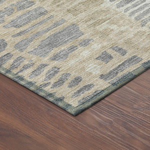HomeRoots 8' Beige and Gray Round Abstract Washable Area Rug for Indoor and Outdoor Spaces - Durable & Stylish 689825