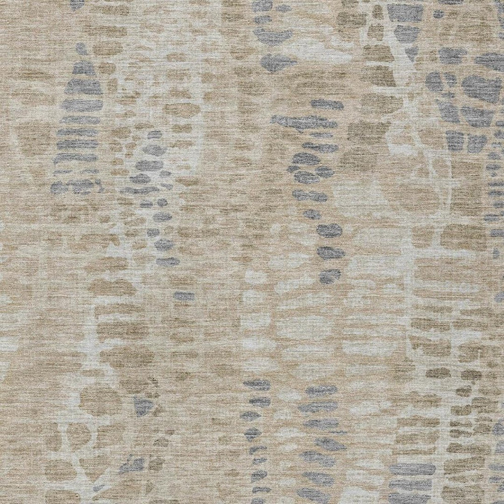 HomeRoots 8' X 10' Beige And Gray Abstract Rug - Washable, Stylish, Durable for Indoor & Outdoor Spaces 689826