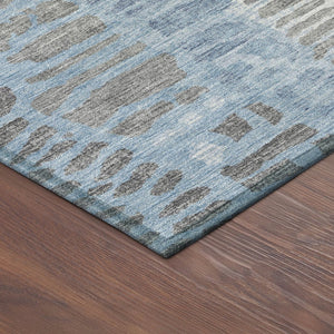 HomeRoots 8' Denim Blue and Ivory Round Area Rug – Stylish, Durable, Washable for Indoor & Outdoor Spaces! 689831