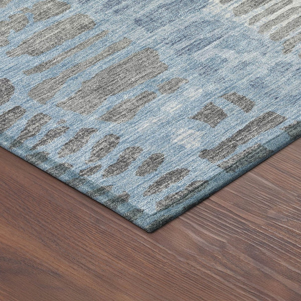 HomeRoots 8' Denim Blue and Ivory Round Area Rug – Stylish, Durable, Washable for Indoor & Outdoor Spaces! 689831