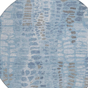 HomeRoots 8' Denim Blue and Ivory Round Area Rug – Stylish, Durable, Washable for Indoor & Outdoor Spaces! 689831
