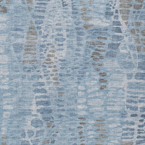 HomeRoots 8' X 10' Denim Blue & Ivory Abstract Area Rug - Durable, Washable, Stylish for Indoor & Outdoor Use 689832
