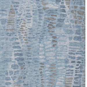 HomeRoots 10' X 14' Denim Blue Abstract Washable Area Rug – Stylish, Durable & Stain-Resistant for Indoors/Outdoors 689834
