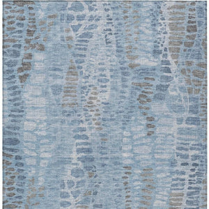 HomeRoots 10' X 14' Denim Blue Abstract Washable Area Rug – Stylish, Durable & Stain-Resistant for Indoors/Outdoors 689834