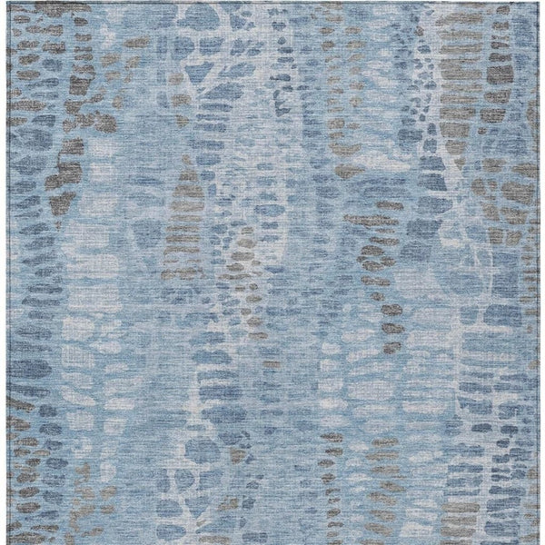 HomeRoots 10' X 14' Denim Blue Abstract Washable Area Rug – Stylish, Durable & Stain-Resistant for Indoors/Outdoors 689834