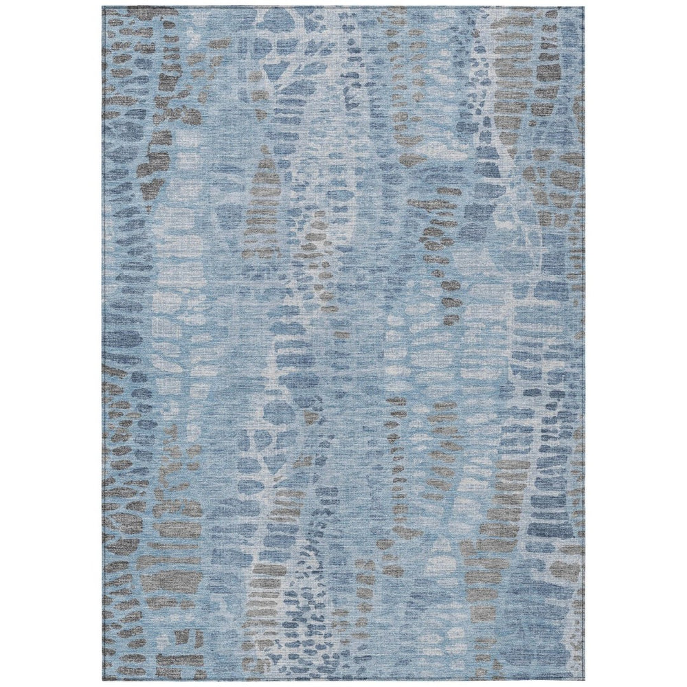 HomeRoots 10' X 14' Denim Blue Abstract Washable Area Rug – Stylish, Durable & Stain-Resistant for Indoors/Outdoors 689834