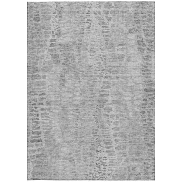 HomeRoots 5' X 8' Gray and Silver Abstract Area Rug - Stylish, Washable, Durable for Indoor & Outdoor Spaces 689836