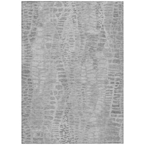 HomeRoots 5' X 8' Gray and Silver Abstract Area Rug - Stylish, Washable, Durable for Indoor & Outdoor Spaces 689836