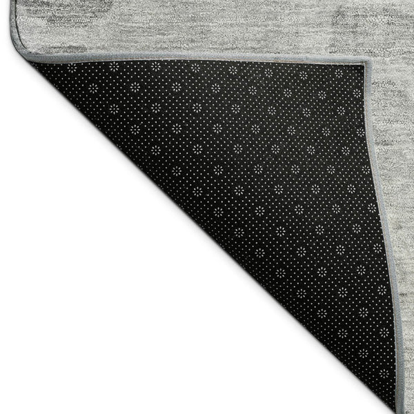 HomeRoots 8' Gray and Silver Round Abstract Area Rug - Stylish, Washable, Durable for Indoor & Outdoor Use 689837