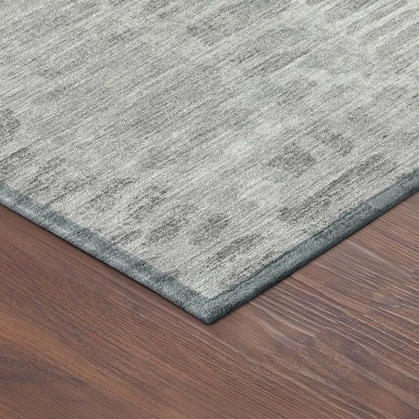 HomeRoots 8' Gray and Silver Round Abstract Area Rug - Stylish, Washable, Durable for Indoor & Outdoor Use 689837