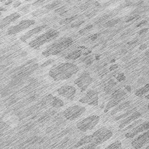 HomeRoots 8' Gray and Silver Round Abstract Area Rug - Stylish, Washable, Durable for Indoor & Outdoor Use 689837