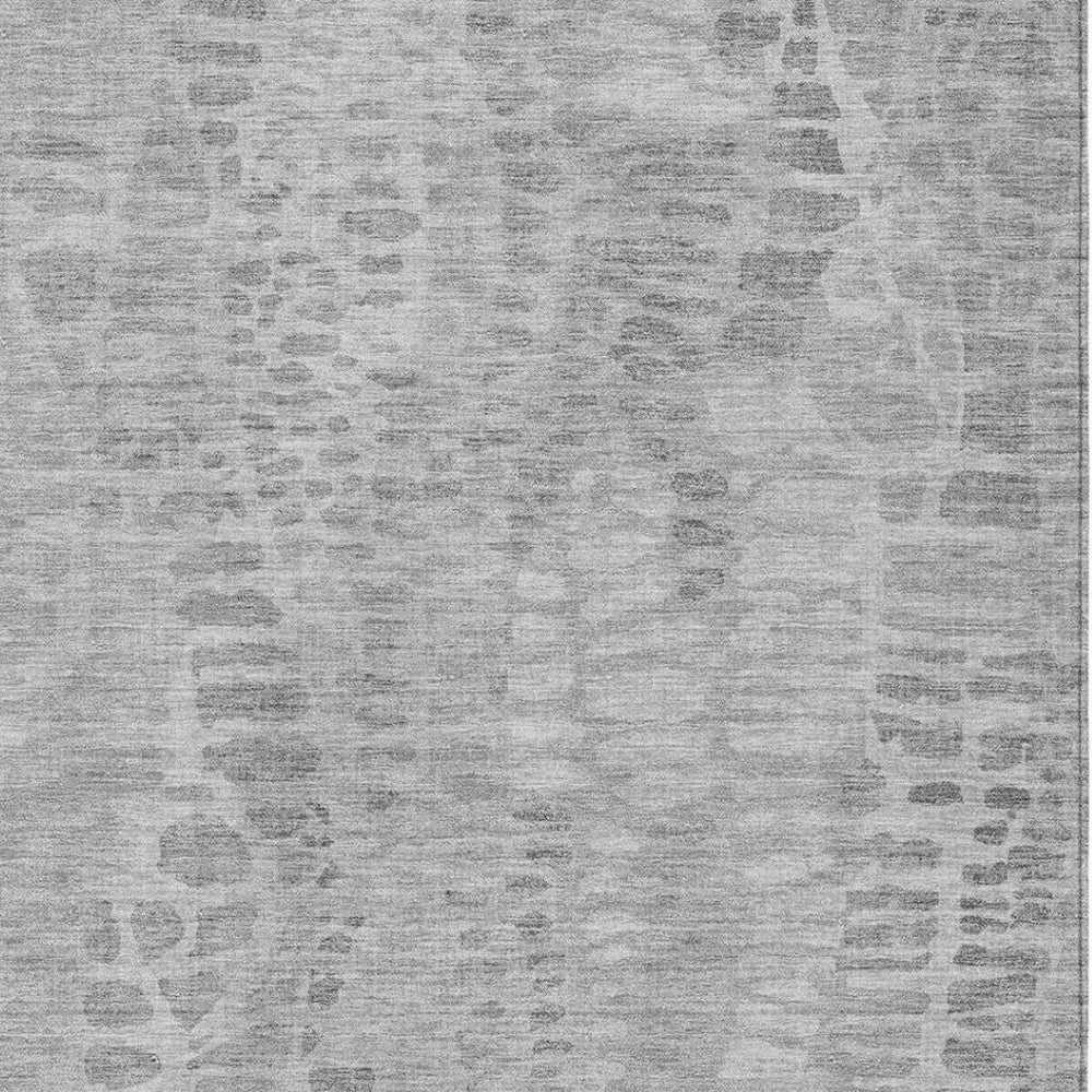 HomeRoots 9' X 12' Gray and Silver Abstract Washable Area Rug for Indoor & Outdoor Use - Durable & Stylish 689839