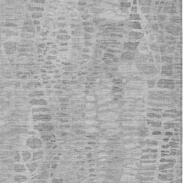 HomeRoots 9' X 12' Gray and Silver Abstract Washable Area Rug for Indoor & Outdoor Use - Durable & Stylish 689839