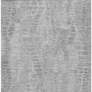 HomeRoots 9' X 12' Gray and Silver Abstract Washable Area Rug for Indoor & Outdoor Use - Durable & Stylish 689839