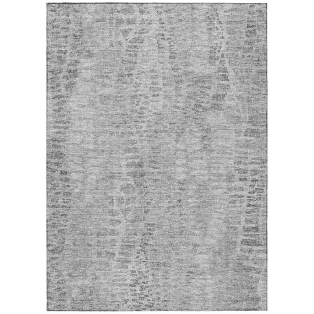 HomeRoots 9' X 12' Gray and Silver Abstract Washable Area Rug for Indoor & Outdoor Use - Durable & Stylish 689839