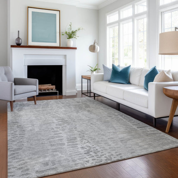 HomeRoots 10' Gray and Silver Abstract Washable Area Rug for Indoor & Outdoor Use - Durable & Stylish Option 689840