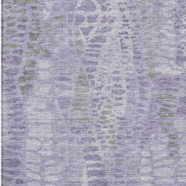 HomeRoots 5' Modern Purple & Gray Abstract Area Rug - Washable, Durable for Indoor/Outdoor Use, Family-Friendly 689842