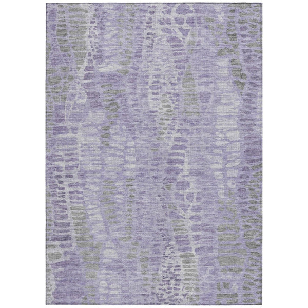 HomeRoots 5' Modern Purple & Gray Abstract Area Rug - Washable, Durable for Indoor/Outdoor Use, Family-Friendly 689842