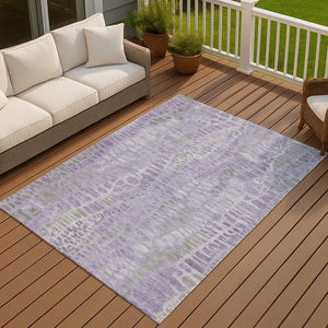 HomeRoots 5' Modern Purple & Gray Abstract Area Rug - Washable, Durable for Indoor/Outdoor Use, Family-Friendly 689842