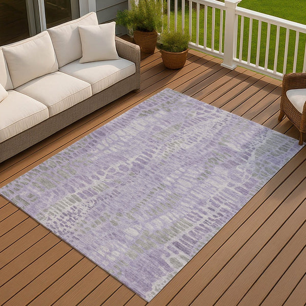 HomeRoots 5' Modern Purple & Gray Abstract Area Rug - Washable, Durable for Indoor/Outdoor Use, Family-Friendly 689842
