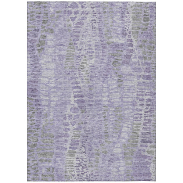 HomeRoots 5' Modern Purple & Gray Abstract Area Rug - Washable, Durable for Indoor/Outdoor Use, Family-Friendly 689842